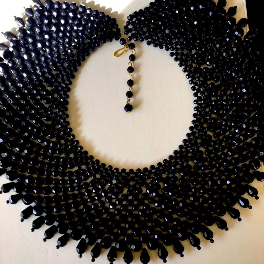 Black Beaded Choker Necklace